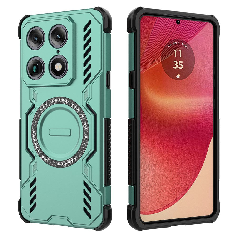 Til Motorola Signature 5G Magnetisk Etui Sommerfugl Armor Hul Varmeafledning PC + TPU Telefoncover