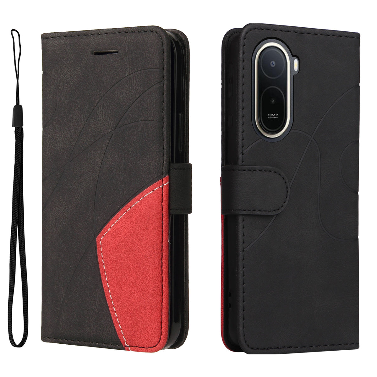 For Xiaomi Poco C85x 5G / Redmi A7 Pro 4G (171.56mm) Leather Phone Case Stand Wallet with Bi-colour Splicing Design