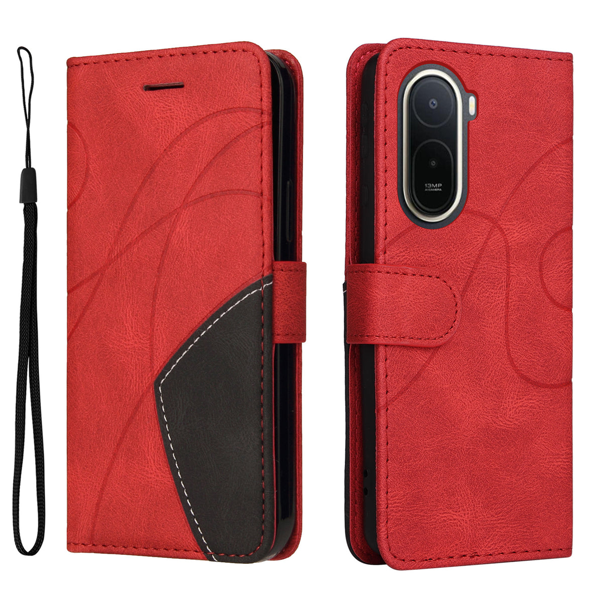 For Xiaomi Poco C85x 5G / Redmi A7 Pro 4G (171.56mm) Leather Phone Case Stand Wallet with Bi-colour Splicing Design