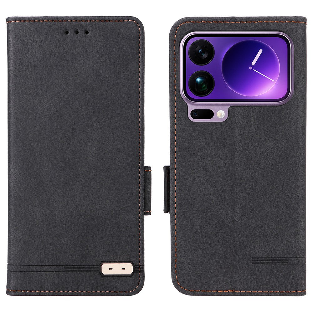 For Xiaomi 17 Pro Max Case Leather Wallet Flip Phone Cover with Hardware Decor