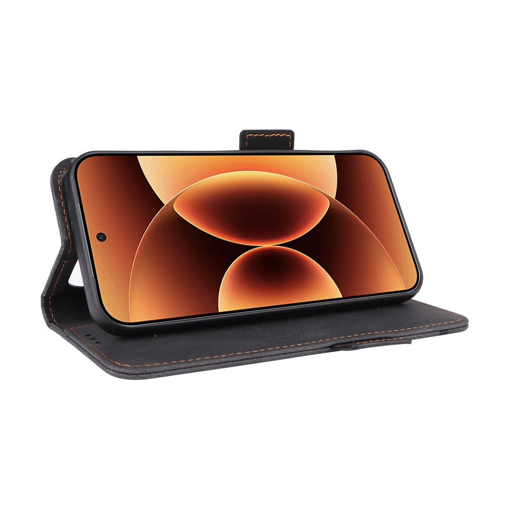 Xiaomi 17 Pro Max-skal i läder, plånbok, fällbart mobilfodral med hårdvarudekor