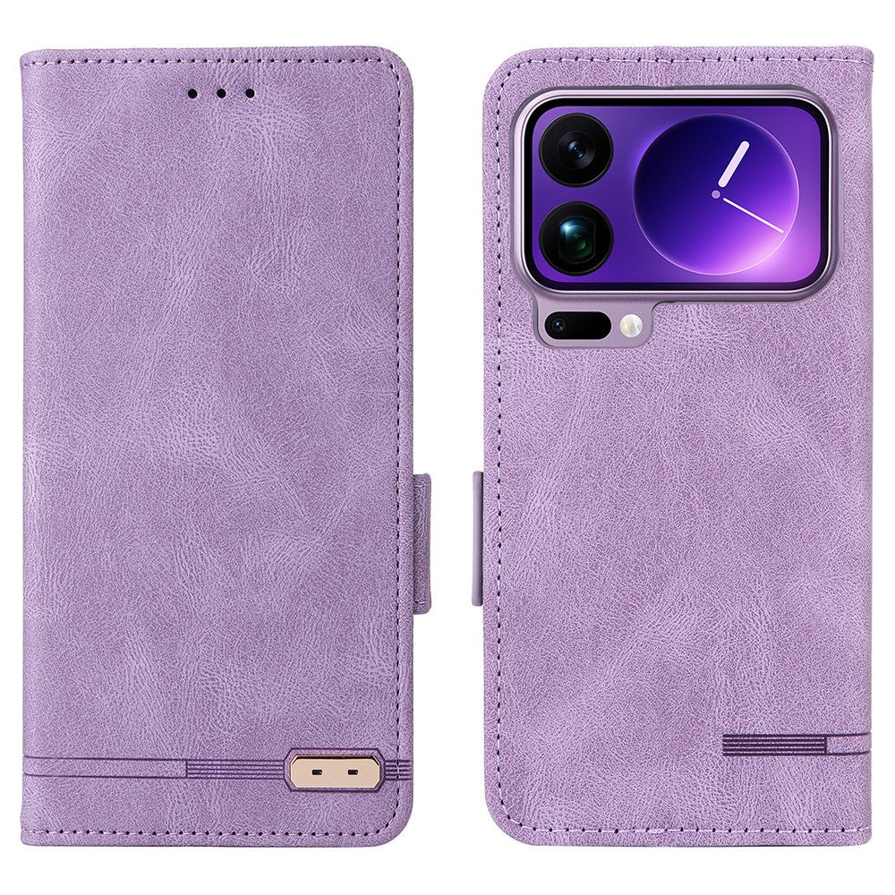 For Xiaomi 17 Pro Max Case Leather Wallet Flip Phone Cover with Hardware Decor