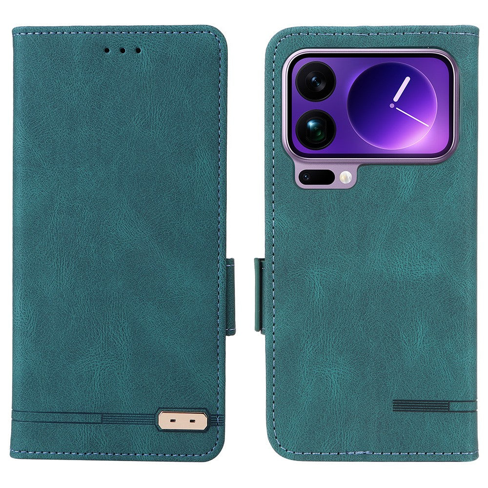 For Xiaomi 17 Pro Max Case Leather Wallet Flip Phone Cover with Hardware Decor