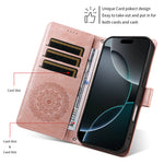 For Nothing Phone (4a) Wallet Case Embossed Mandala Pattern PU Leather + TPU Cover with Wrist Strap