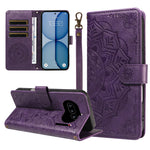 For Nothing Phone (4a) Wallet Case Embossed Mandala Pattern PU Leather + TPU Cover with Wrist Strap