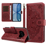 For Nothing Phone (4a) Wallet Case Embossed Mandala Pattern PU Leather + TPU Cover with Wrist Strap