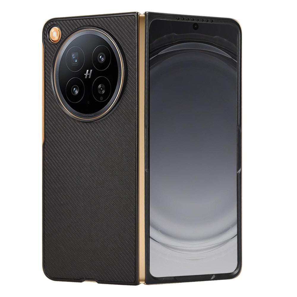 For Oppo Find N6 5G Fold Case Carbon Fiber Texture Shockproof PU + PC Phone Cover