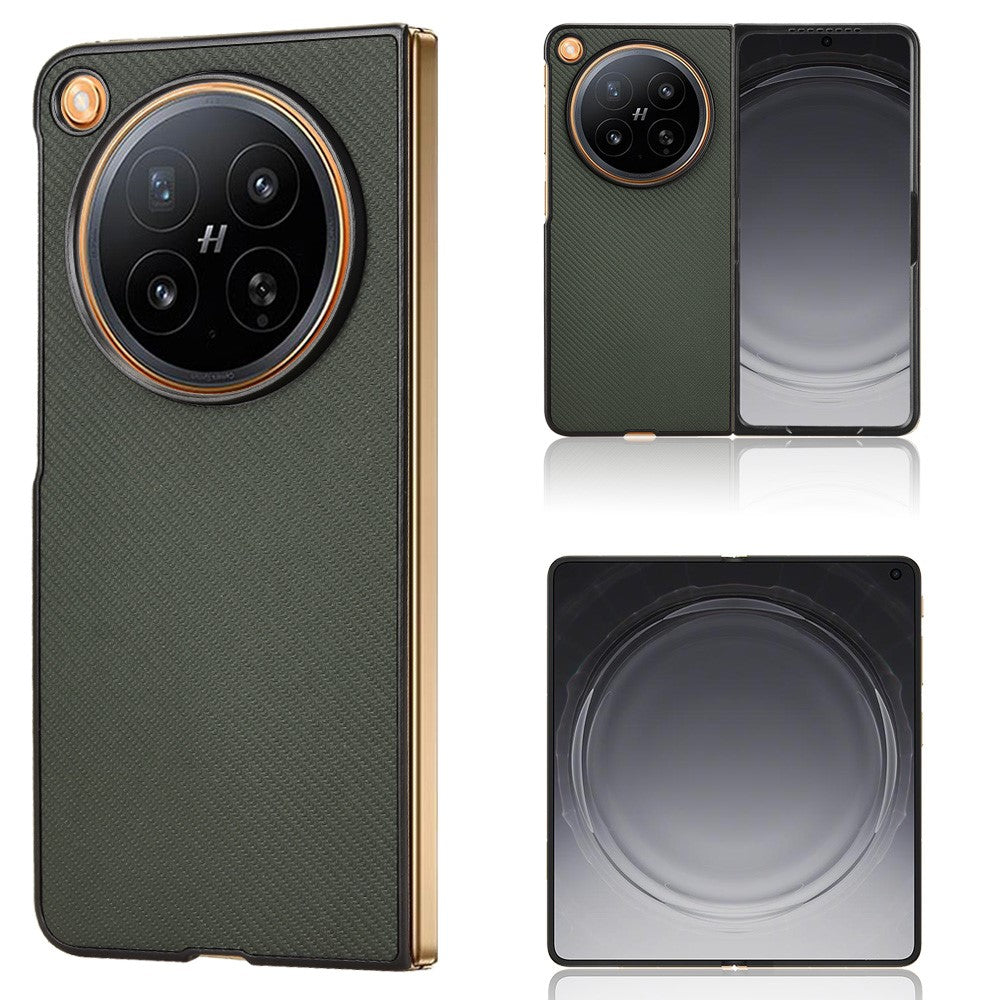 Til Oppo Find N6 5G Fold Cover Kulfibertekstur Stødsikkert PU + PC Telefoncover