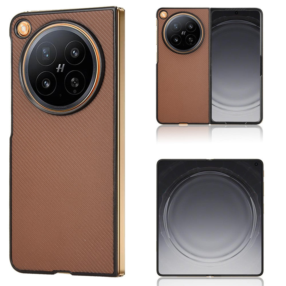 For Oppo Find N6 5G Fold Case Carbon Fiber Texture Shockproof PU + PC Phone Cover