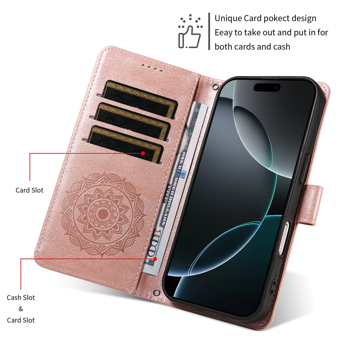 For Xiaomi Poco X8 Pro Max 5G / Xiaomi Redmi Turbo 5 Max 5G Wallet Case Embossed Mandala Pattern PU Leather + TPU Cover with Wrist Strap