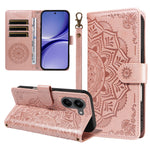 For Xiaomi Poco X8 Pro 5G / Xiaomi Redmi Turbo 5 5G Wallet Case Embossed Mandala Pattern PU Leather + TPU Cover with Wrist Strap