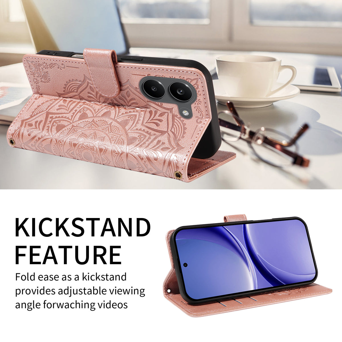 For Xiaomi Poco X8 Pro 5G / Xiaomi Redmi Turbo 5 5G Wallet Case Embossed Mandala Pattern PU Leather + TPU Cover with Wrist Strap