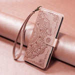 For Xiaomi 17 Ultra 5G Wallet Case Embossed Mandala Pattern PU Leather + TPU Cover with Wrist Strap