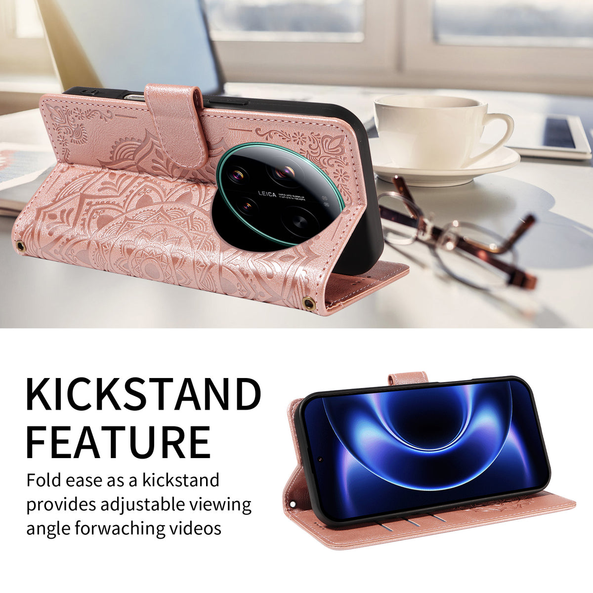 For Xiaomi 17 Ultra 5G Wallet Case Embossed Mandala Pattern PU Leather + TPU Cover with Wrist Strap