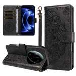 For Xiaomi 17 Ultra 5G Wallet Case Embossed Mandala Pattern PU Leather + TPU Cover with Wrist Strap