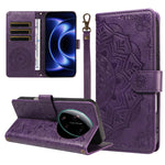 For Xiaomi 17 Ultra 5G Wallet Case Embossed Mandala Pattern PU Leather + TPU Cover with Wrist Strap