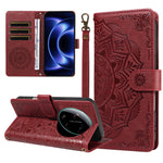 For Xiaomi 17 Ultra 5G Wallet Case Embossed Mandala Pattern PU Leather + TPU Cover with Wrist Strap