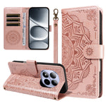 For Xiaomi Redmi Note 15 Pro 4G (Global) Wallet Case Embossed Mandala Pattern PU Leather + TPU Cover with Wrist Strap