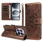 For Xiaomi Redmi Note 15 Pro 4G (Global) Wallet Case Embossed Mandala Pattern PU Leather + TPU Cover with Wrist Strap