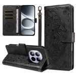 For Xiaomi Redmi Note 15 Pro 4G (Global) Wallet Case Embossed Mandala Pattern PU Leather + TPU Cover with Wrist Strap
