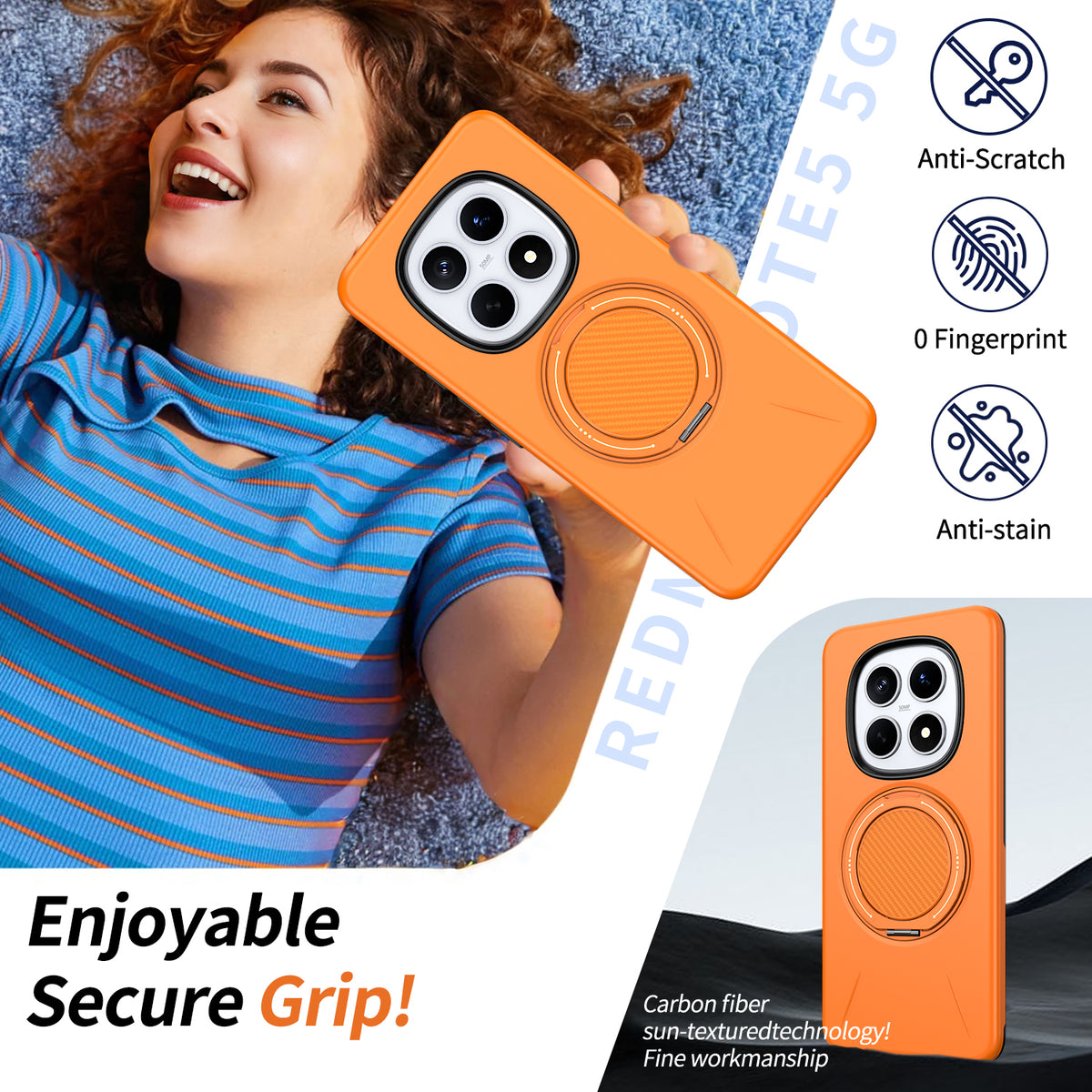 For Xiaomi Redmi Note 15 Pro 4G (Global) Magnetic Case Rotating Kickstand TPU + PC Phone Cover