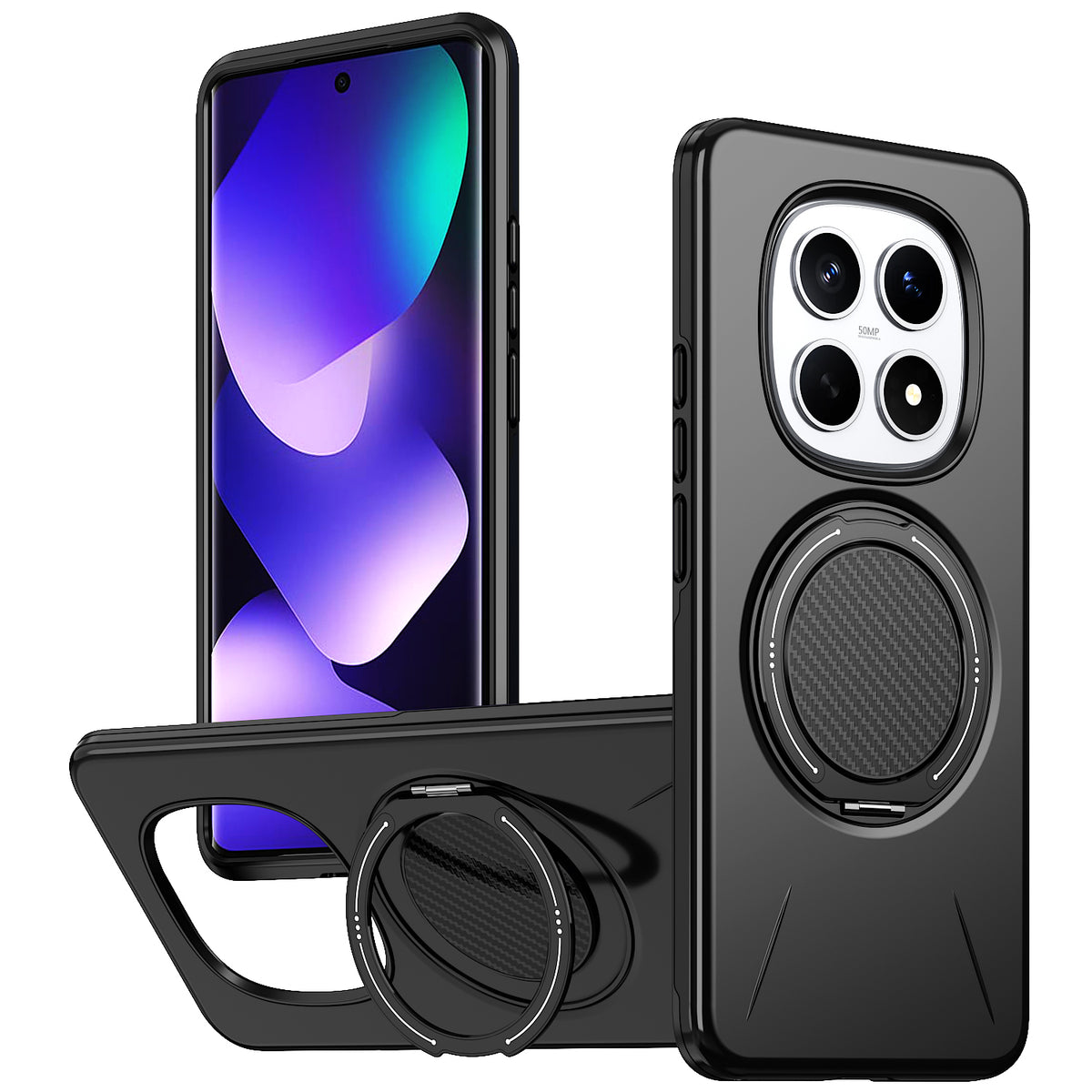 For Xiaomi Redmi Note 15 Pro 4G (Global) Magnetic Case Rotating Kickstand TPU + PC Phone Cover