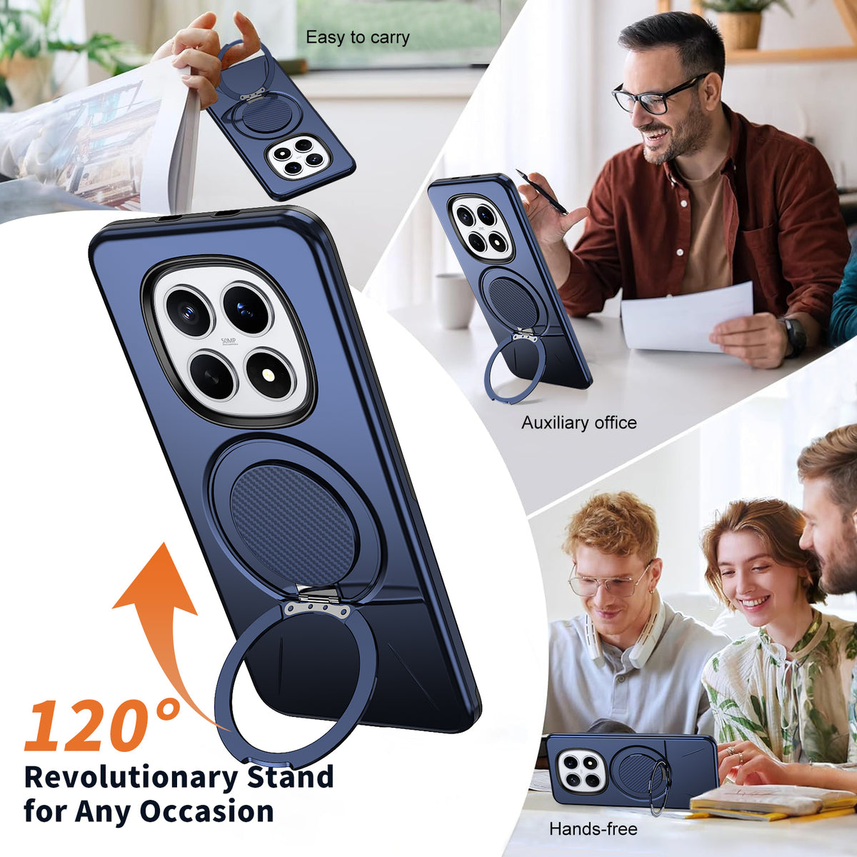 For Xiaomi Redmi Note 15 Pro 5G (Global) Magnetic Case Rotating Kickstand TPU + PC Phone Cover