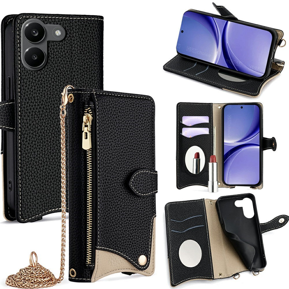 For Xiaomi Redmi Turbo 5 5G Leather Case Wallet Stand Cover Irregular Tail Style with Chain Strap