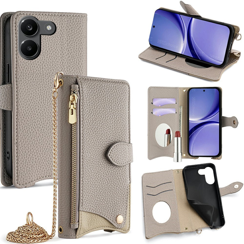 For Xiaomi Redmi Turbo 5 5G Leather Case Wallet Stand Cover Irregular Tail Style with Chain Strap