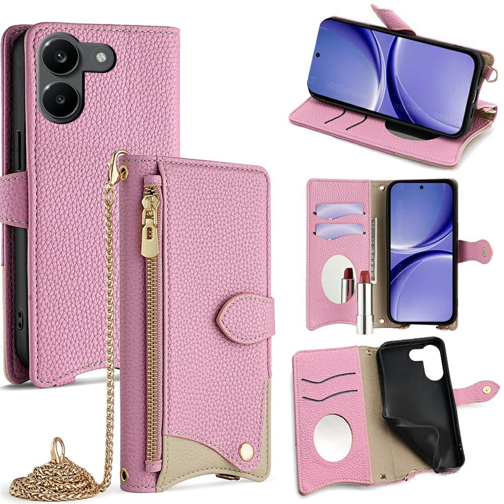 For Xiaomi Redmi Turbo 5 5G Leather Case Wallet Stand Cover Irregular Tail Style with Chain Strap