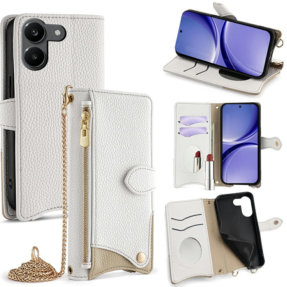 For Xiaomi Redmi Turbo 5 5G Leather Case Wallet Stand Cover Irregular Tail Style with Chain Strap