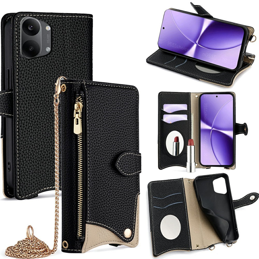 For Xiaomi Redmi Turbo 5 Max 5G Leather Case Wallet Stand Cover Irregular Tail Style with Chain Strap