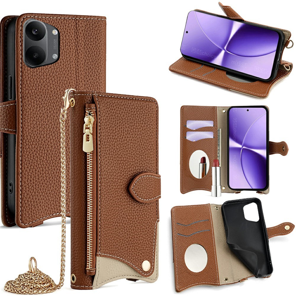 For Xiaomi Redmi Turbo 5 Max 5G Leather Case Wallet Stand Cover Irregular Tail Style with Chain Strap