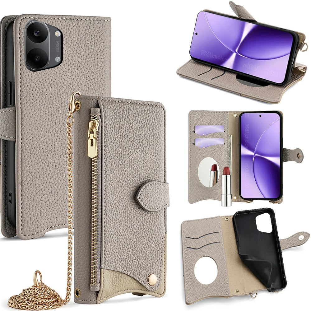 For Xiaomi Redmi Turbo 5 Max 5G Leather Case Wallet Stand Cover Irregular Tail Style with Chain Strap