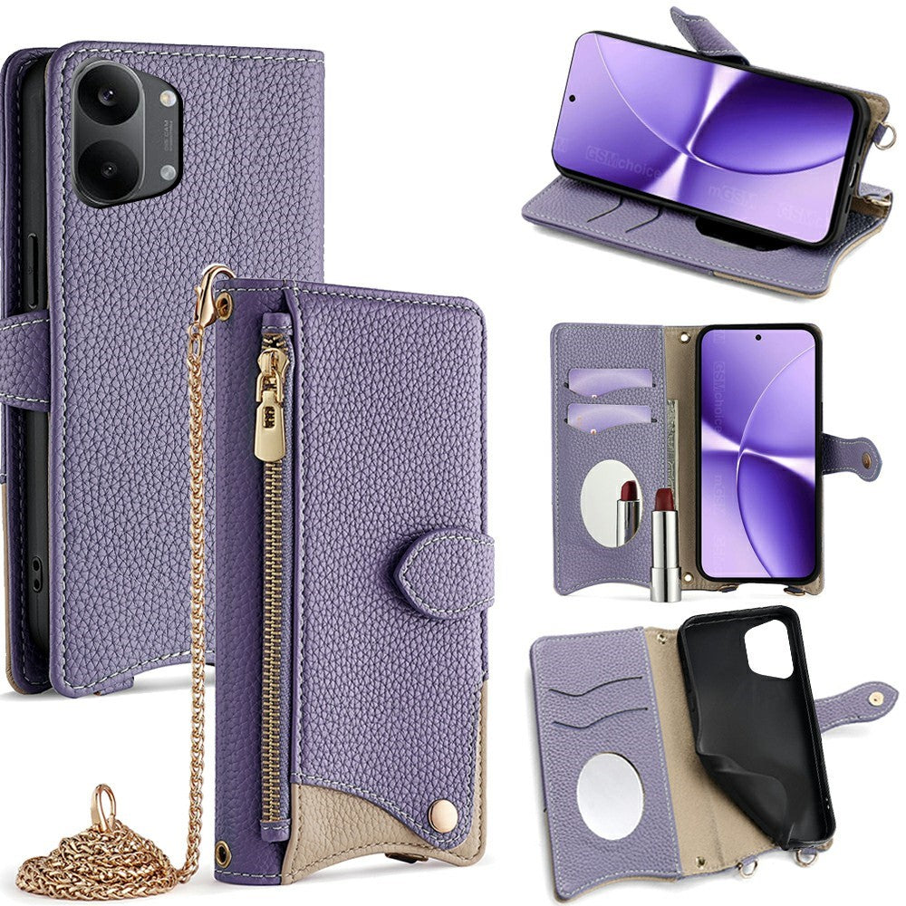 For Xiaomi Redmi Turbo 5 Max 5G Leather Case Wallet Stand Cover Irregular Tail Style with Chain Strap
