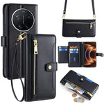 For Xiaomi 17 Ultra 5G Leather Case Zipper Pocket Wallet Phone Cover with 2 Straps