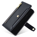 For Honor Power2 5G Leather Case Zipper Pocket Wallet Phone Cover with 2 Straps