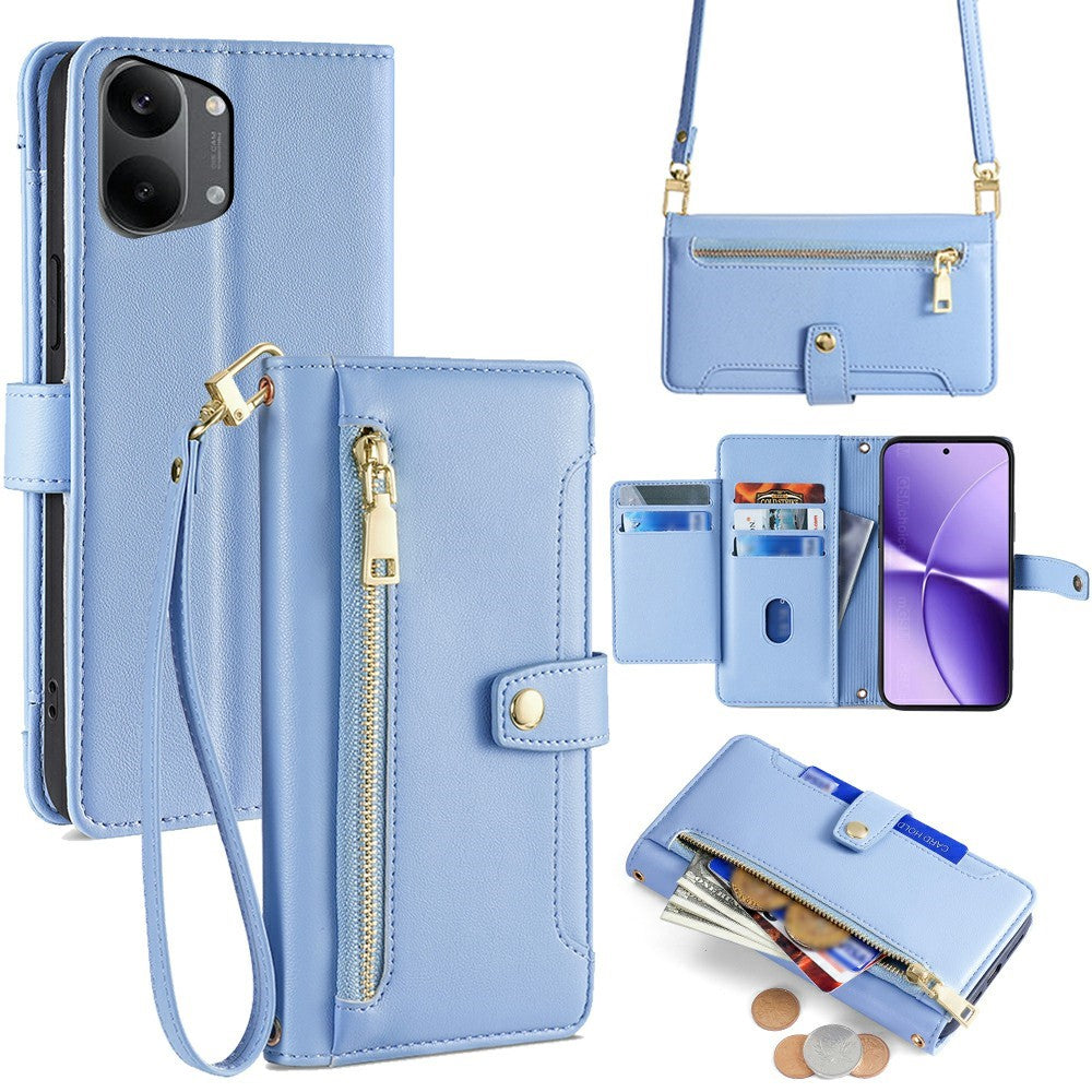 For Xiaomi Redmi Turbo 5 Max 5G Leather Case Zipper Pocket Wallet Phone Cover with 2 Straps