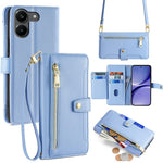 For Xiaomi Redmi Turbo 5 5G Leather Case Zipper Pocket Wallet Phone Cover with 2 Straps