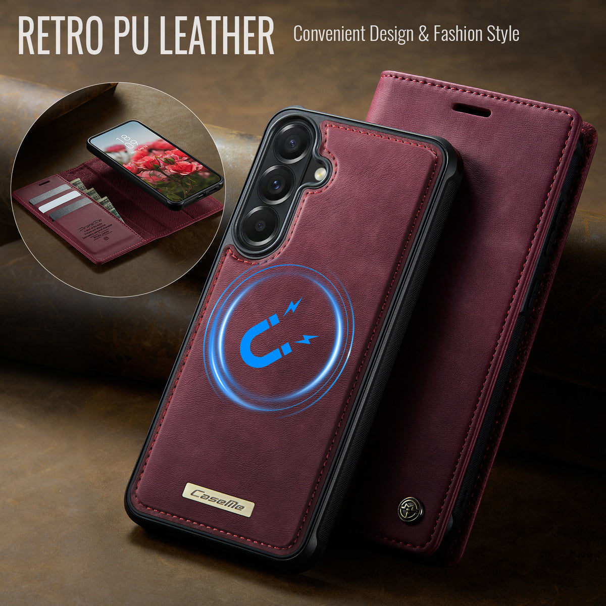 CaseMe for Samsung Galaxy A57 5G Magnetic Case CASEME C49 RFID Blocking Detachable Wallet Leather Phone Cover