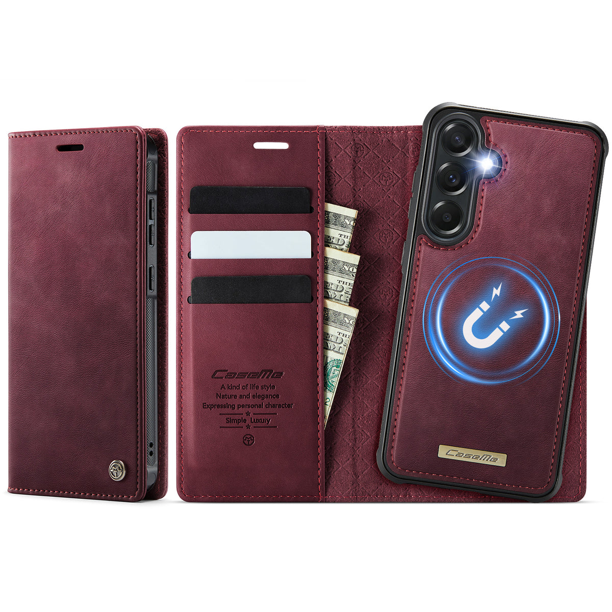 CaseMe for Samsung Galaxy A57 5G Magnetic Case CASEME C49 RFID Blocking Detachable Wallet Leather Phone Cover