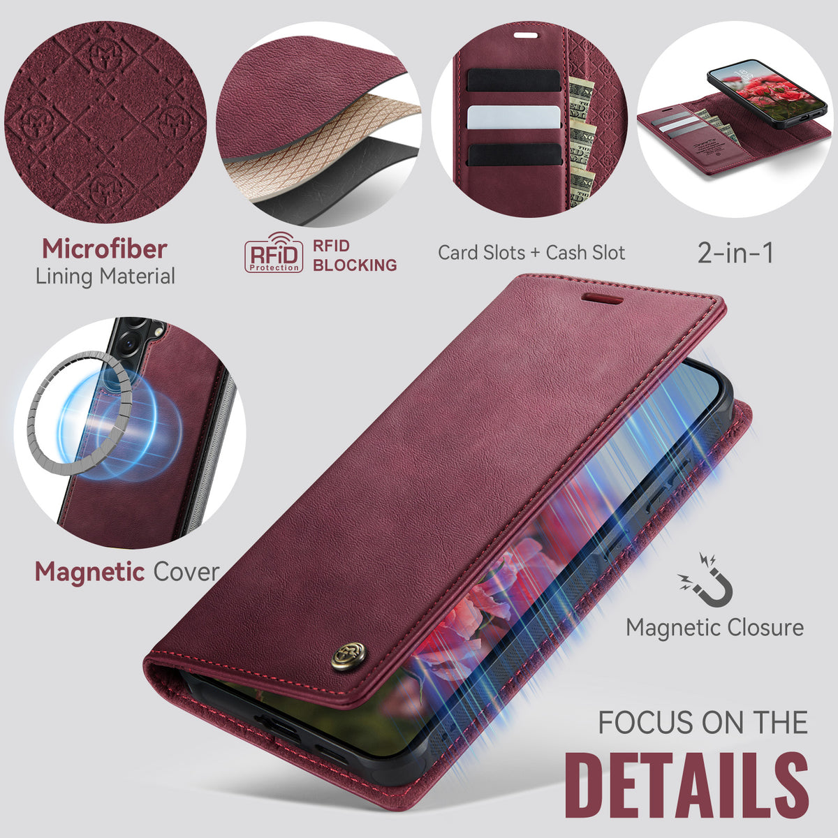 CaseMe for Samsung Galaxy A57 5G Magnetic Case CASEME C49 RFID Blocking Detachable Wallet Leather Phone Cover