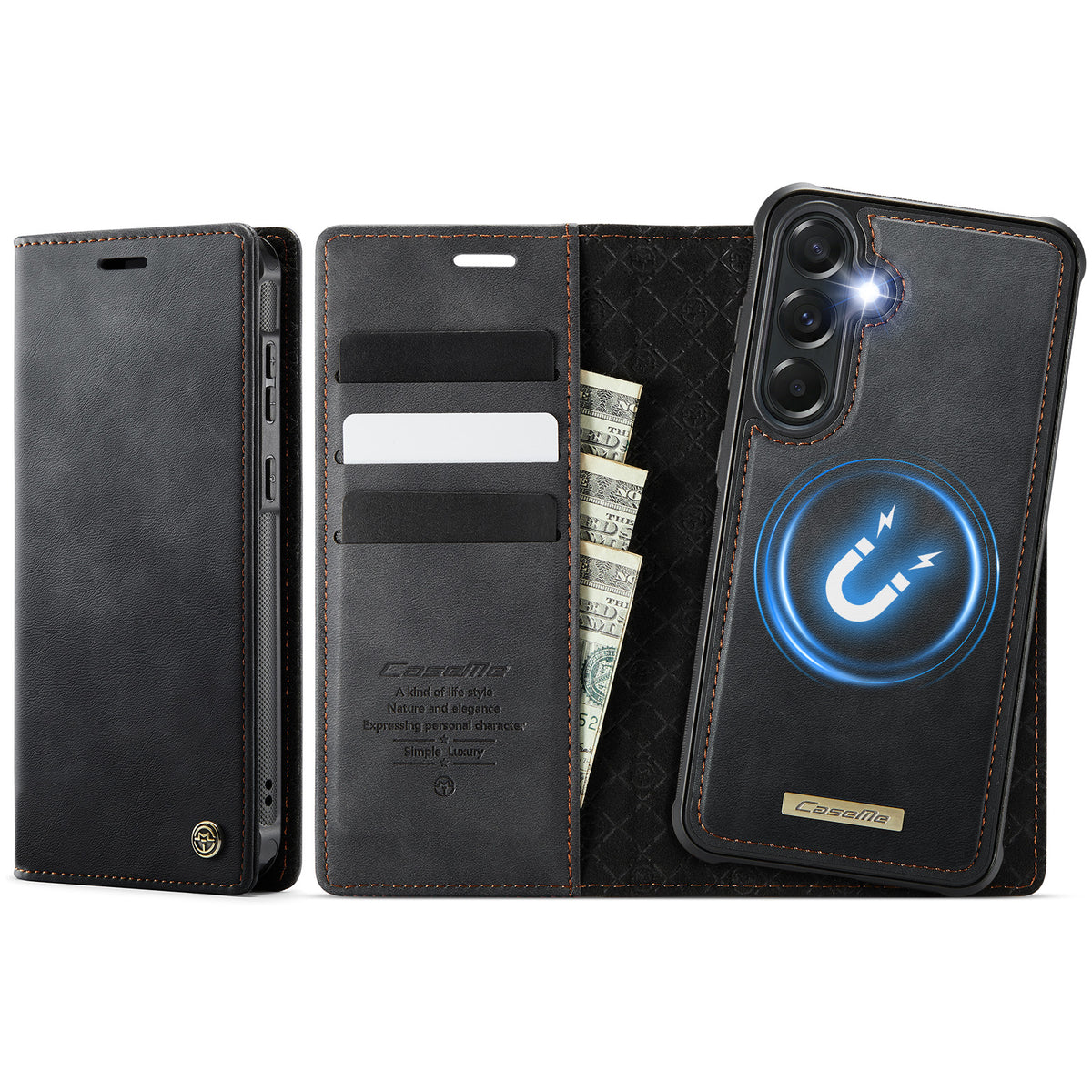 CaseMe for Samsung Galaxy A57 5G Magnetic Case CASEME C49 RFID Blocking Detachable Wallet Leather Phone Cover