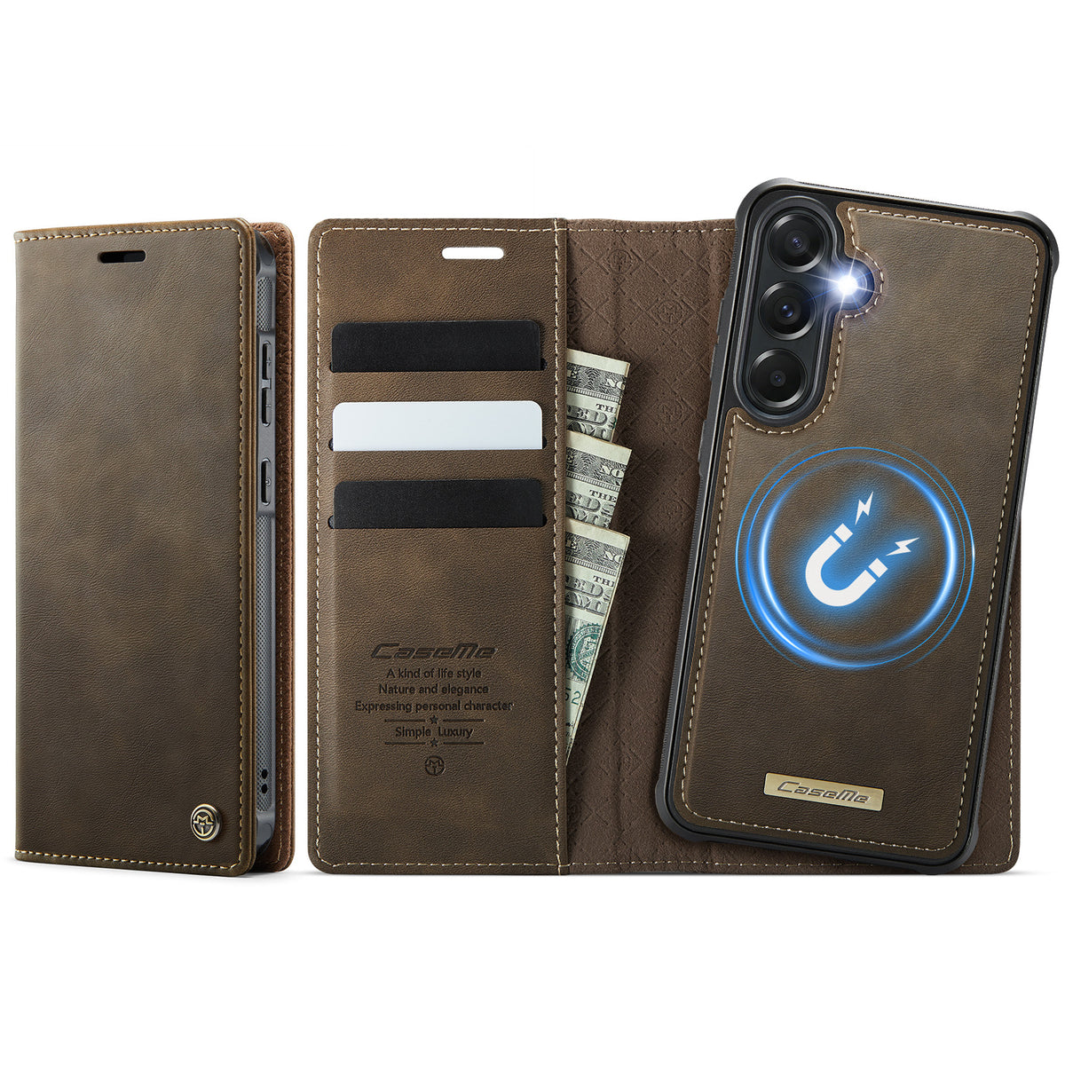 CaseMe for Samsung Galaxy A57 5G Magnetic Case CASEME C49 RFID Blocking Detachable Wallet Leather Phone Cover