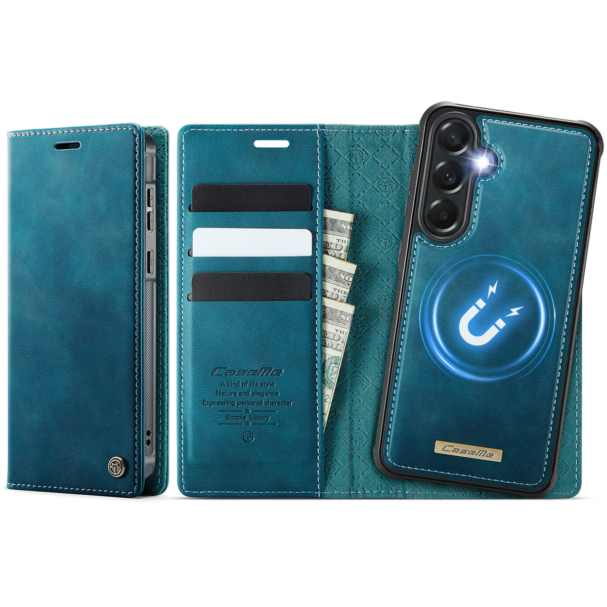 CaseMe för Samsung Galaxy A57 5G Magnetiskt Skal CASEME C49 RFID-blockerande Avtagbart Plånboksfodral i Läder