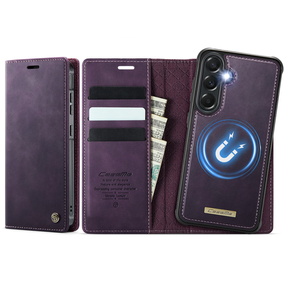 CaseMe for Samsung Galaxy A57 5G Magnetic Case CASEME C49 RFID Blocking Detachable Wallet Leather Phone Cover
