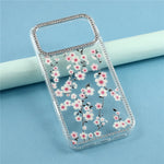 For iPhone 18 Pro Max / 17 Pro Max Case Rhinestone Edge Flower TPU + PC IMD Phone Cover