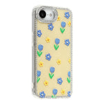 For iPhone 17th / 16th Case Rhinestone Edge Flower TPU + PC IMD Phone Cover