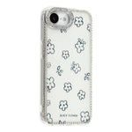 For iPhone 17th / 16th Case Rhinestone Edge Flower TPU + PC IMD Phone Cover
