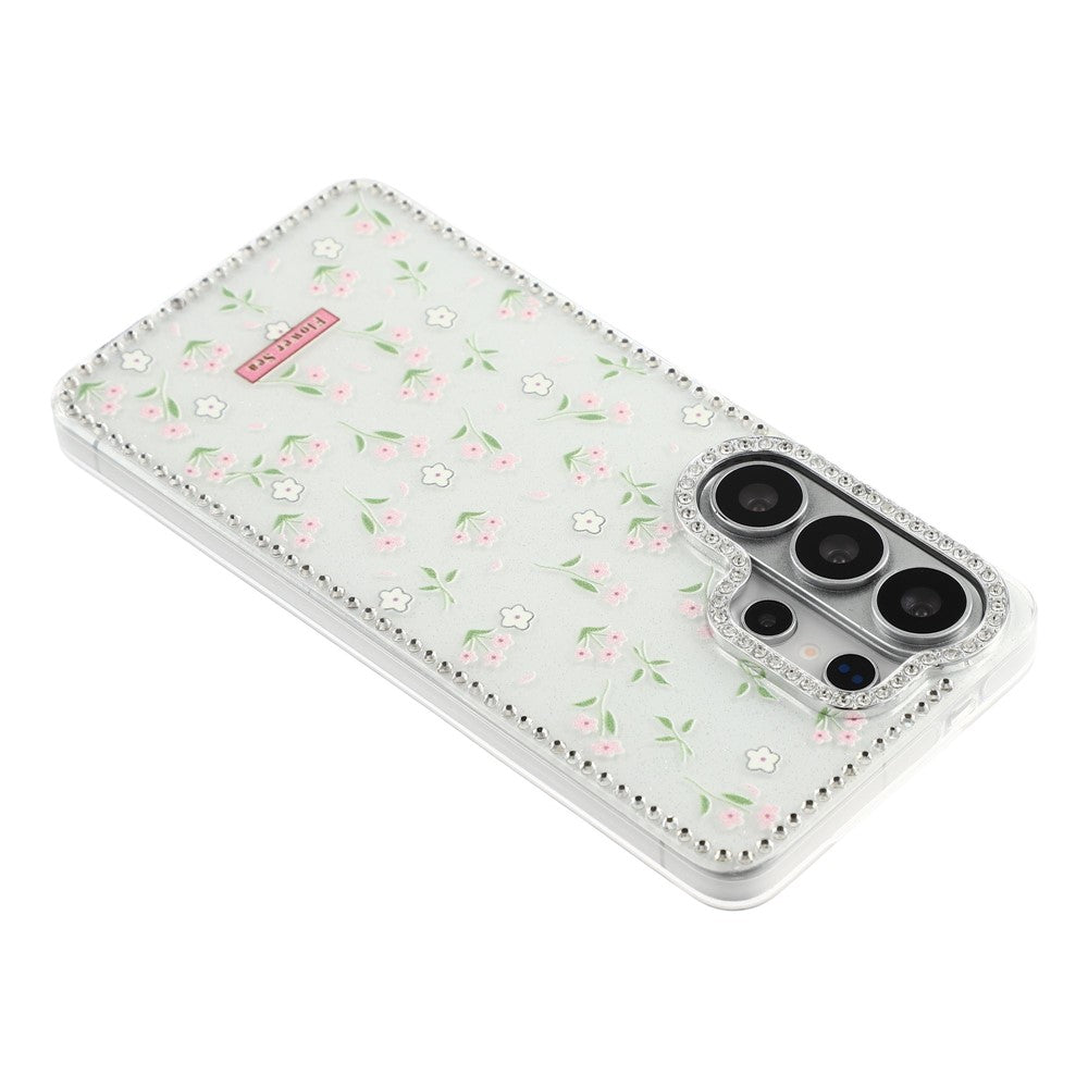 Til Samsung Galaxy S26 Ultra Cover Rhinsten Kant Blomst TPU + PC IMD Telefoncover